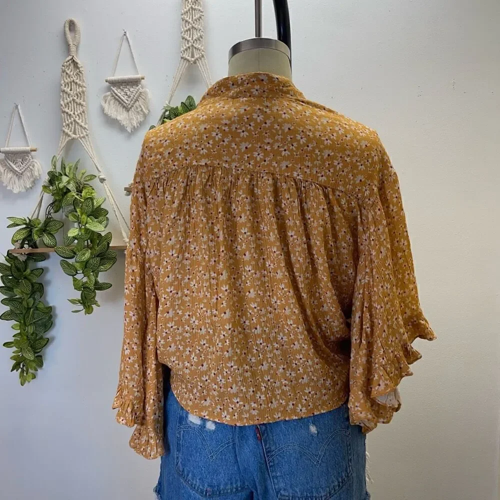 Free People Floral Ruffle Top